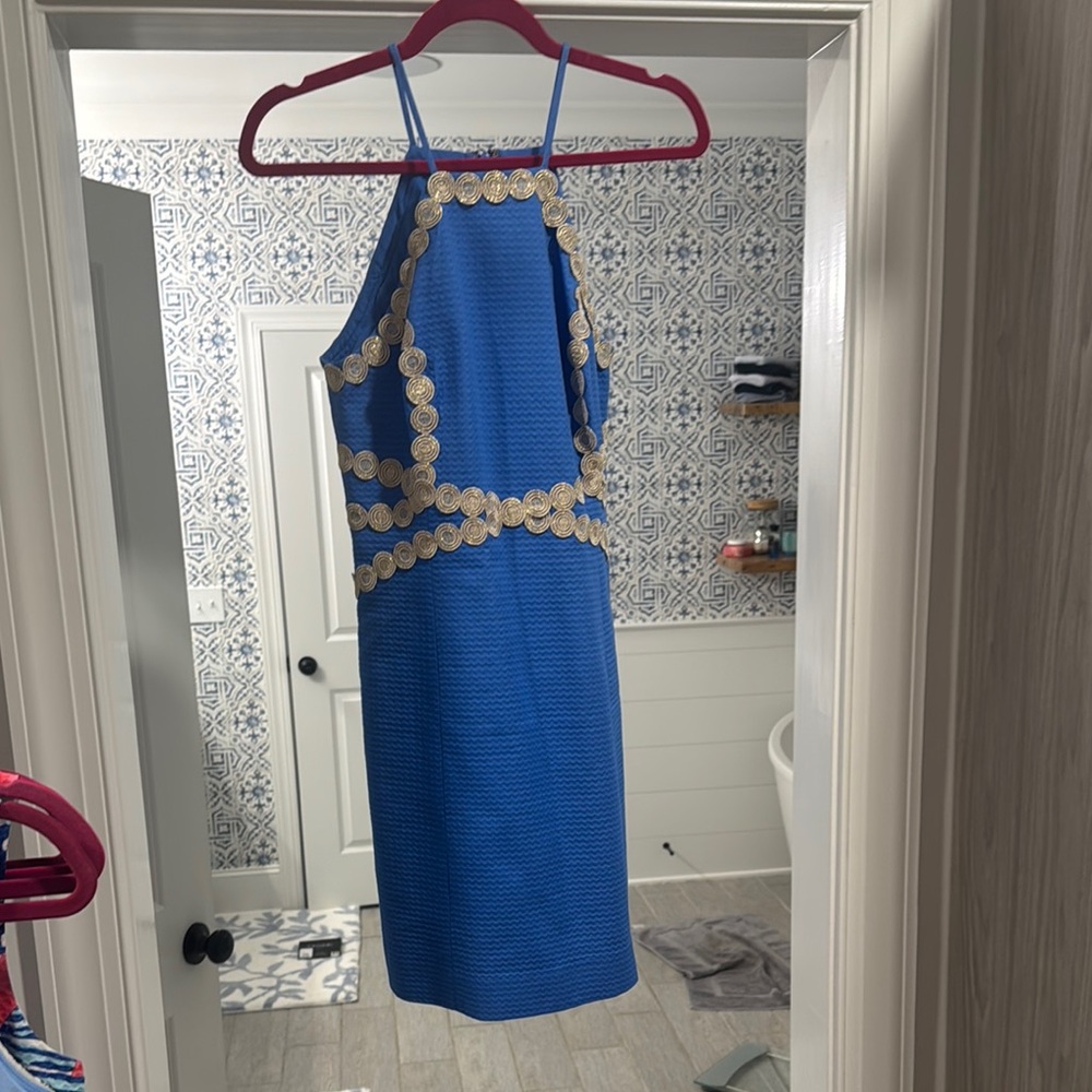 Lilly Pulitzer Blue and Gold Mini Dress